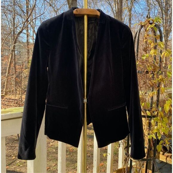 Harvé Benard Black Velvet Open Blazer Jacket - Picture 2 of 8